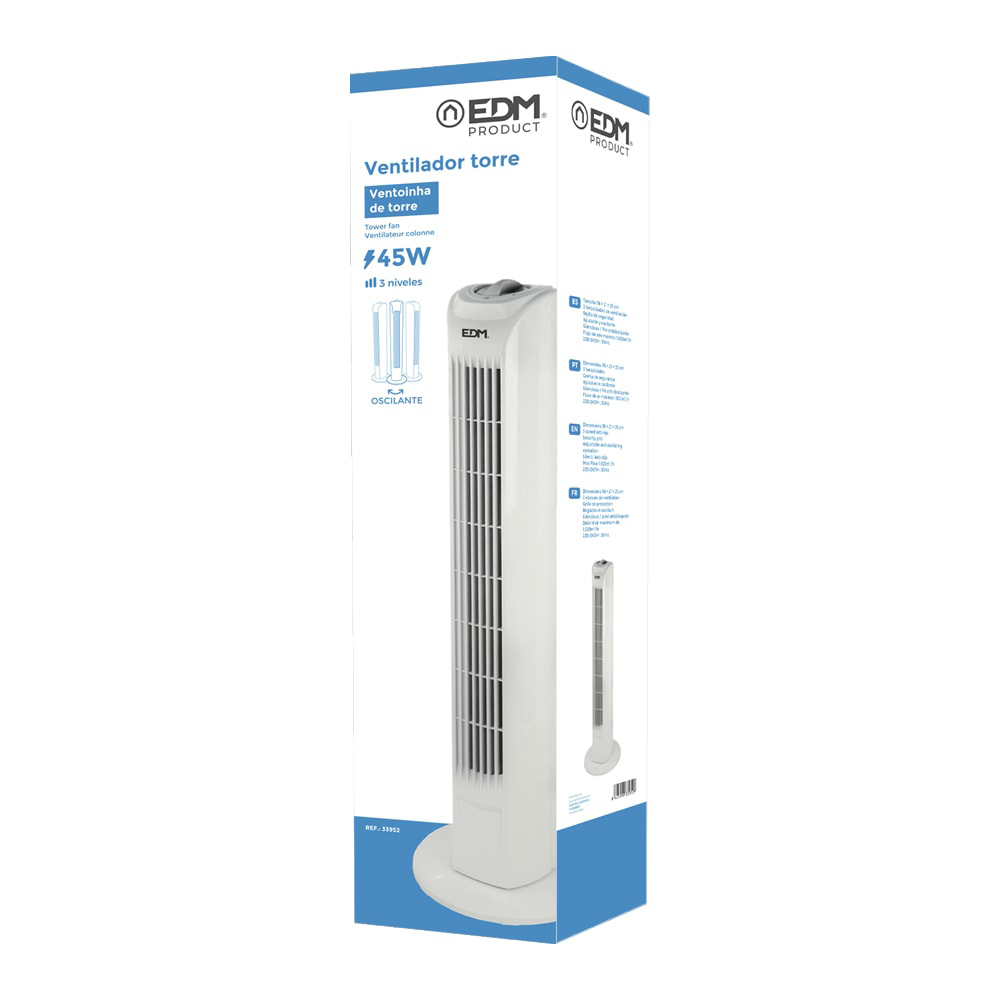 VENTILADOR DE TORRE. POTENCIA: 45 W; 60dB, BLANCO 21 x 78 cm - Imagen 2