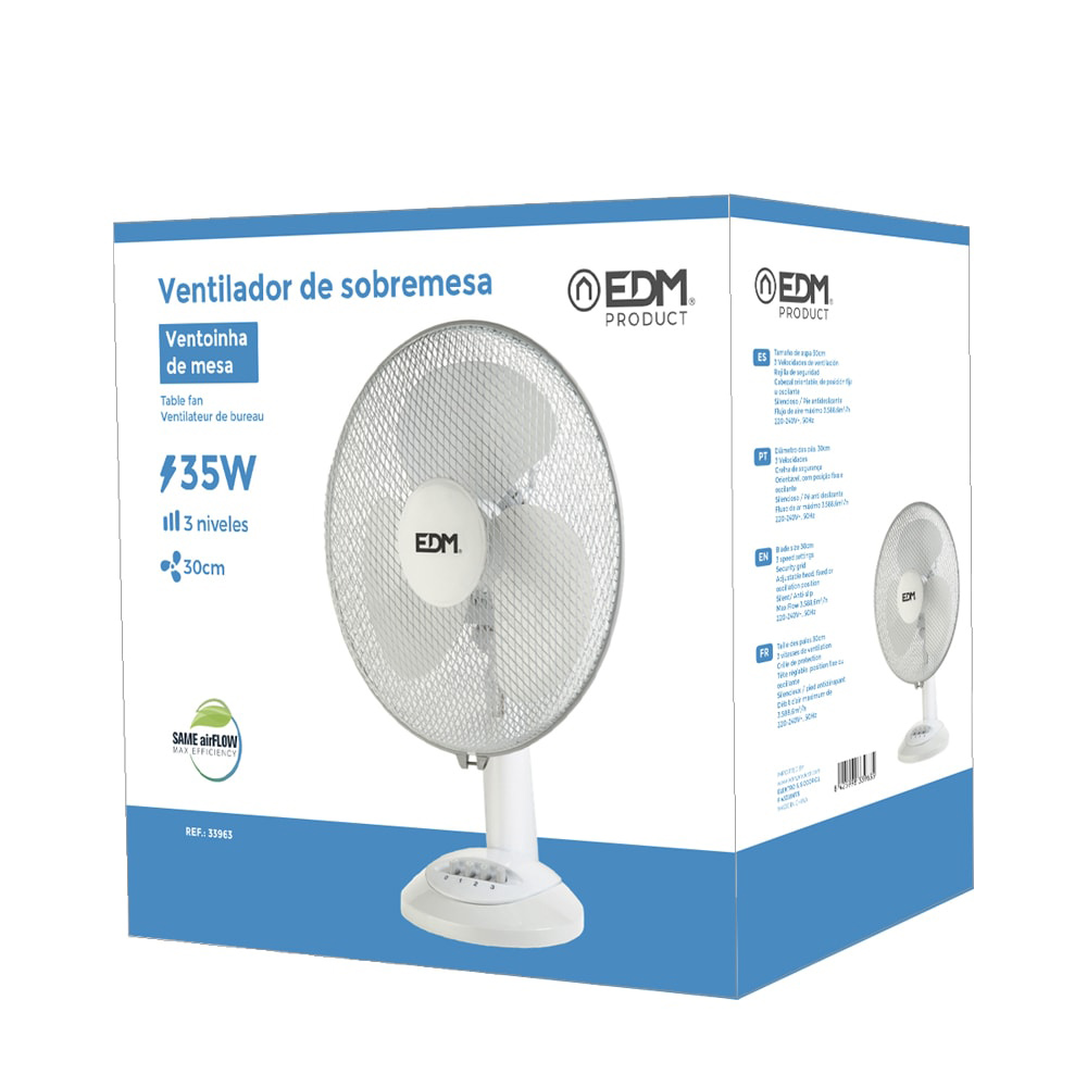 VENTILADOR DE SOBREMESA. COLOR BLANCO. POTENCIA: 35W; 53,4 dB; ASPAS: Ø30 x 48 cm - Imagen 2