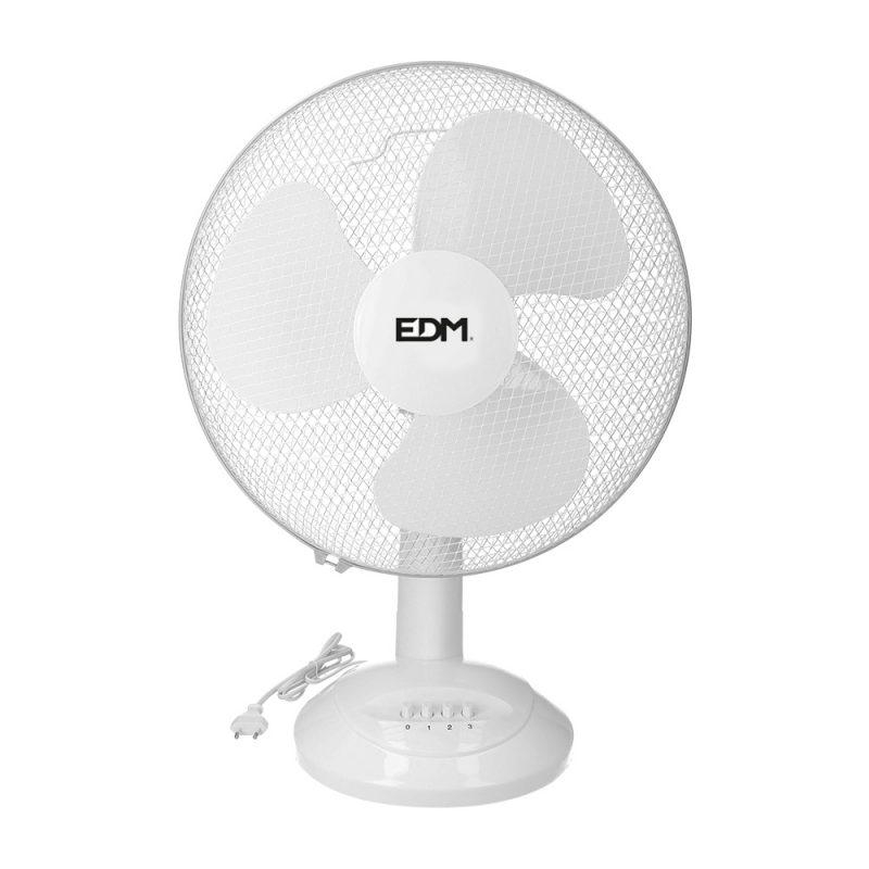 VENTILADOR DE SOBREMESA. COLOR BLANCO. POTENCIA: 45W; 54,14 dB; ASPAS: Ø40 x 61 cm