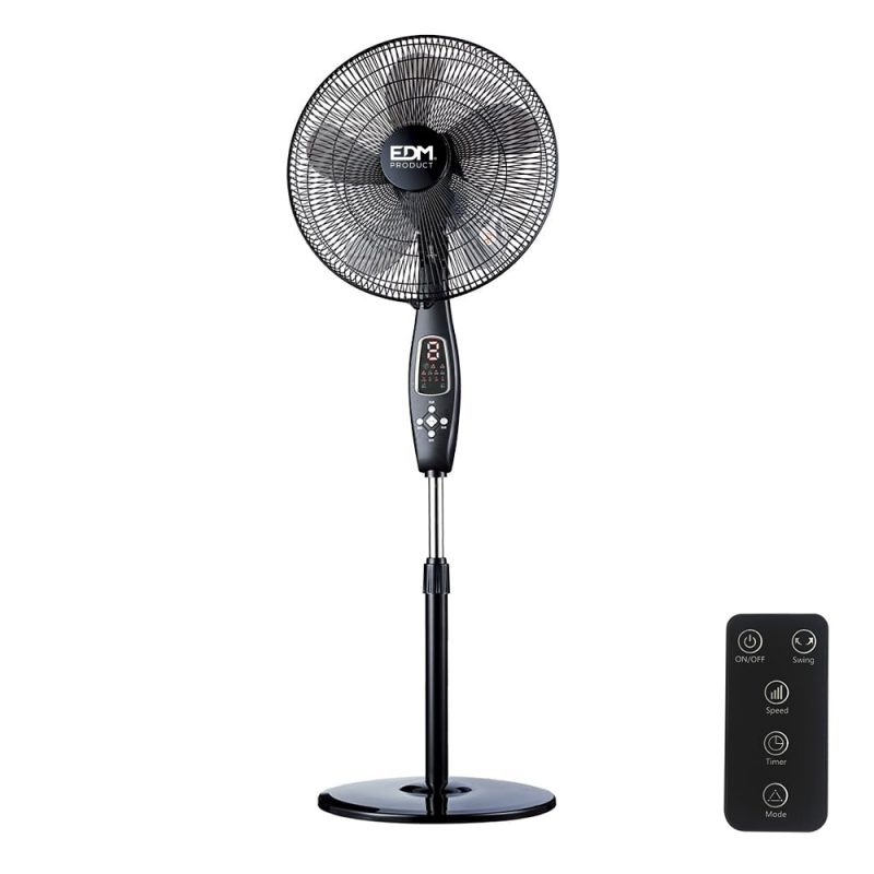 VENTILADOR DE PIE MANDO A DISTANCIA, NEGRO, POTENCIA 60 W; 62,9 dB; ASPAS Ø40 cm, ALTURA REGULABLE 110-130 cm