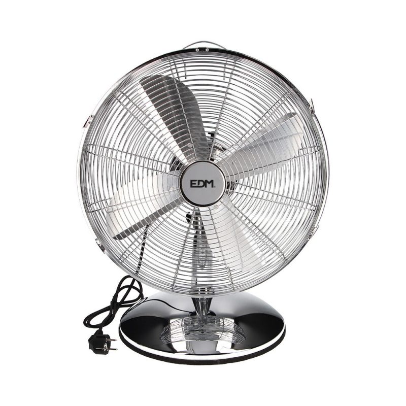 VENTILADOR DE SOBREMESA. COLOR CROMADO. POTENCIA: 60W; 61,7 dB; ASPAS: Ø40 cm