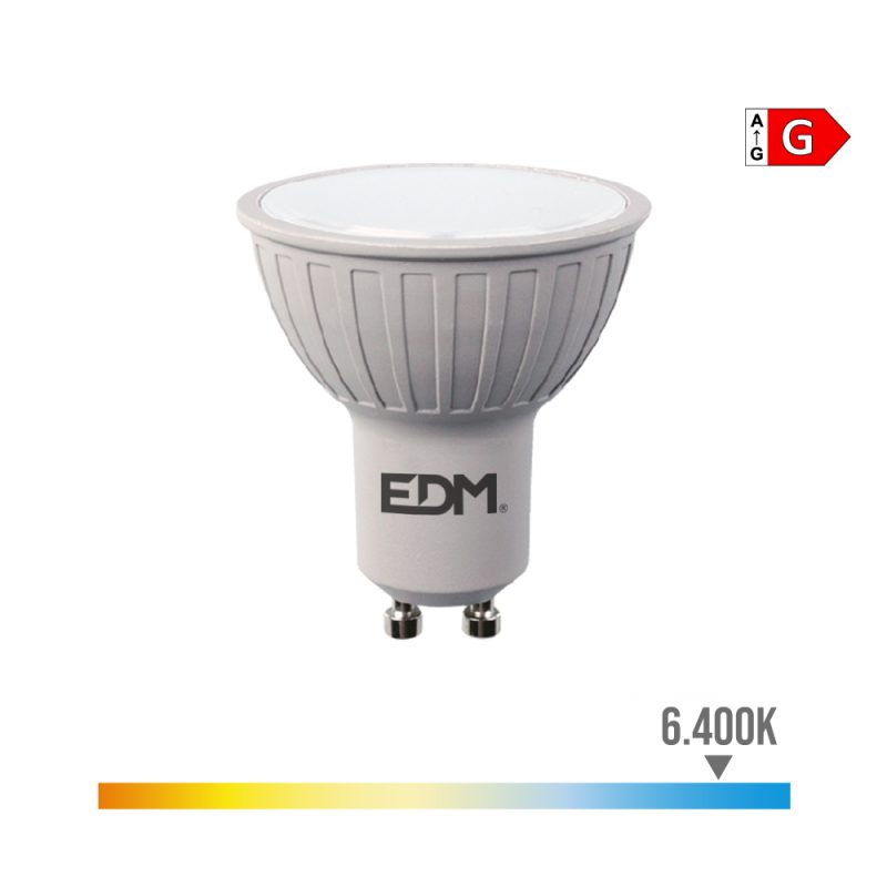 BOMBILLA DICROICA LED REGULABLE GU10 6 w 500 lm 6400 K LUZ FRIA Ø5 x 5,5 cm