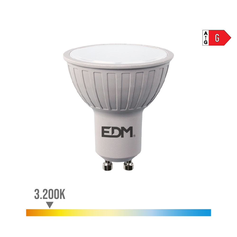 BOMBILLA DICROICA LED REGULABLE GU10 6 w 500 lm 3200 K LUZ CALIDA Ø5 x 5,5 cm