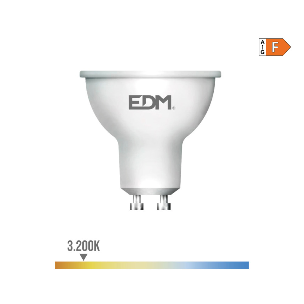 BOMBILLA DICROICA LED GU10 8 w 710 lm 3200 k LUZ CALIDA 120° Ø5 x 5,5 cm
