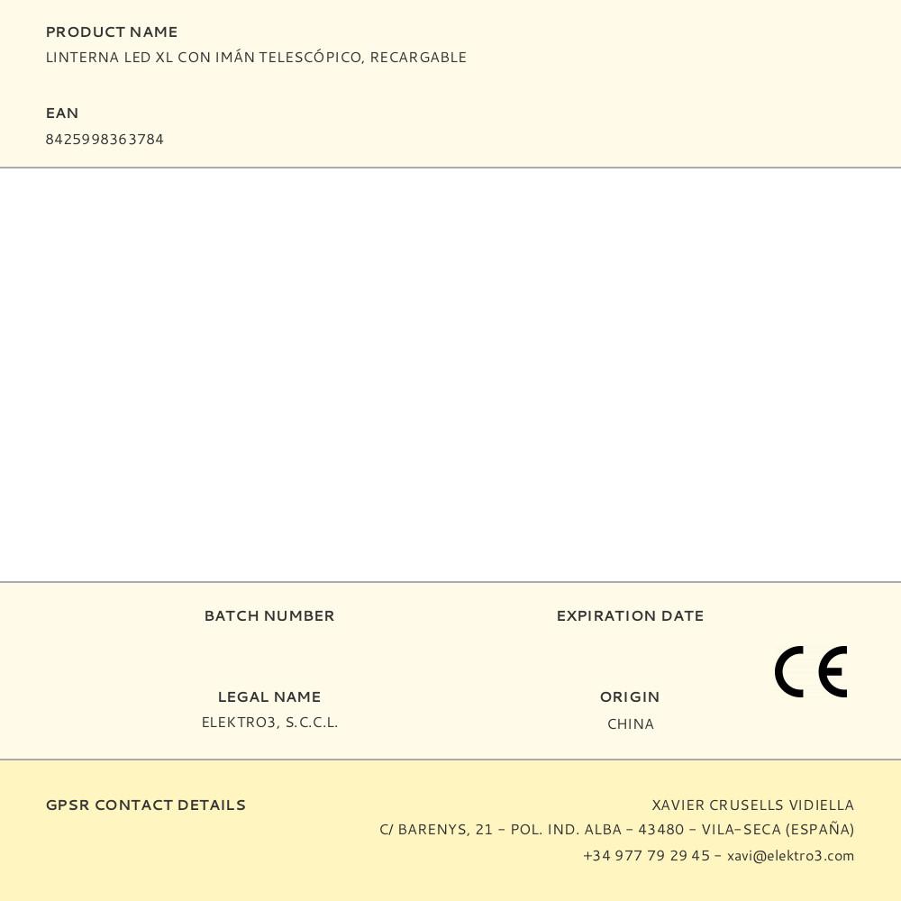 LINTERNA LED XL CON IMÁN TELESCÓPICO, RECARGABLE - Imagen 6