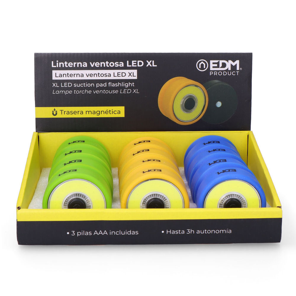 LINTERNA VENTOSA LED XL COLORES SURTIDOS 3xAAA (PILAS INCLUIDAS) - Imagen 6