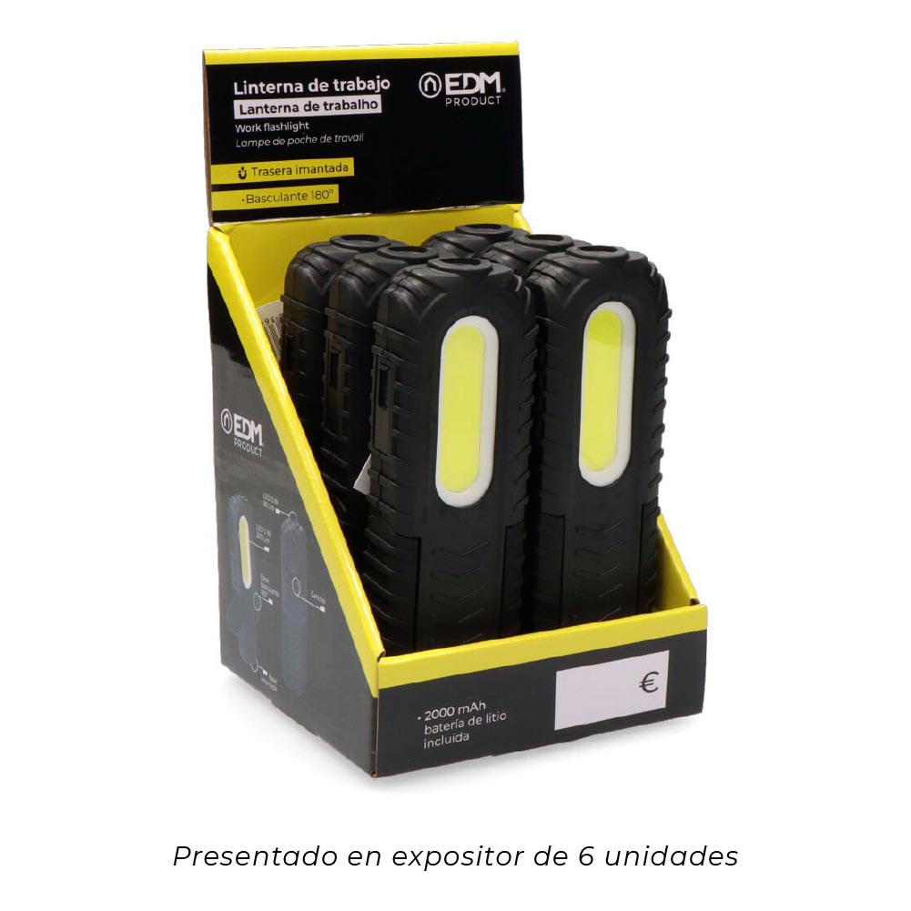 LINTERNA DE TRABAJO LED RECARGABLE CON USB. CON GANCHO + IMAN + SOPORTE. COB 5W 300 Lm / 3W 90 Lm - Imagen 9