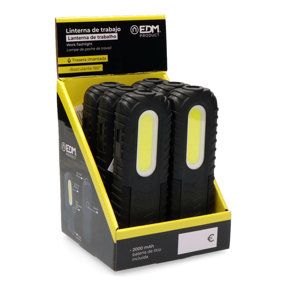 LINTERNA DE TRABAJO LED RECARGABLE CON USB. CON GANCHO + IMAN + SOPORTE. COB 5W 300 Lm / 3W 90 Lm - Imagen 8