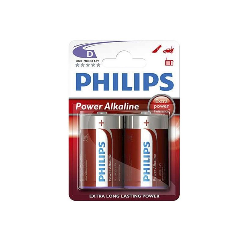 PILA ALKALINA POWER ALKALINE D - LR20 1,5V (BLISTER 2 uds) Ø34,2 x 61,5 mm