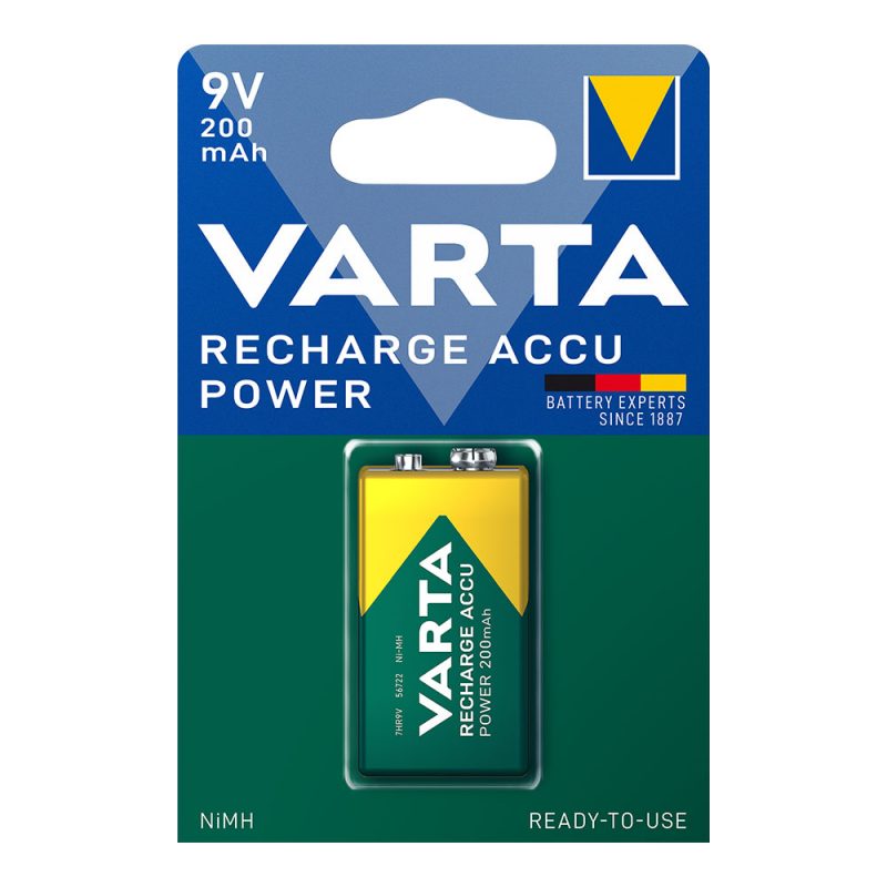 PILA RECARGABLE ACCU POWER 9 V - 7HR9V 200 mA (BLISTER 1 unid.) 26,5 x 17,5 x 48,5 mm
