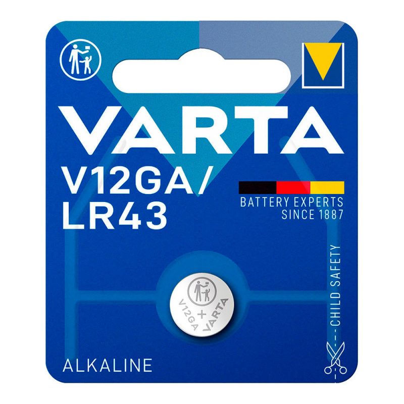 MICRO PILA DE BOTON ALKALINE LR43 - V12GA 1,5V (BLISTER 1 unid.) Ø11,6x4,2mm