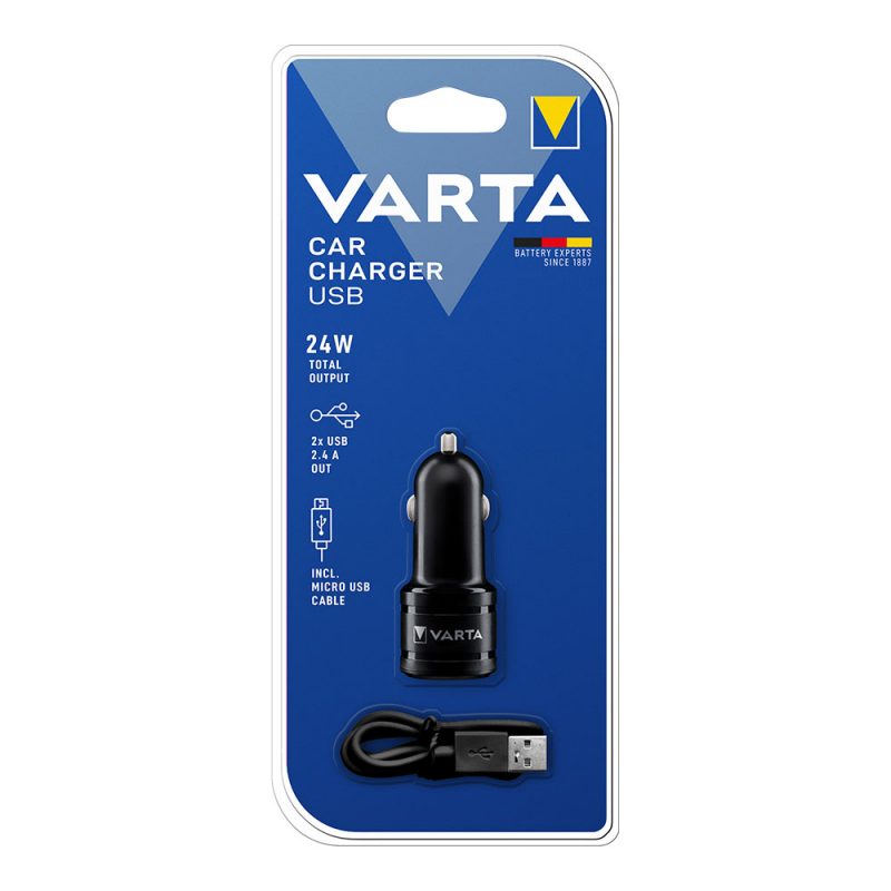 ADAPTADOR CARGADOR VARTA PARA COCHE 2 USB 4,8A