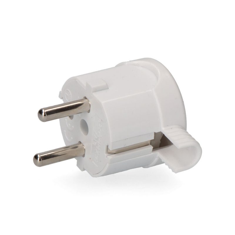 CLAVIJA 2P+T TIPO F  T/TL SALIDA LATERAL 4,8mm 16A 250V BLANCA