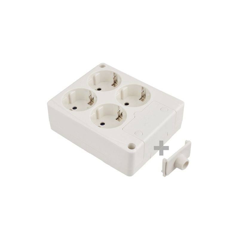 BASE BIPOLAR 4 TOMAS T/TL 10/16 A 250 V CUADRADA COLOR BLANCO