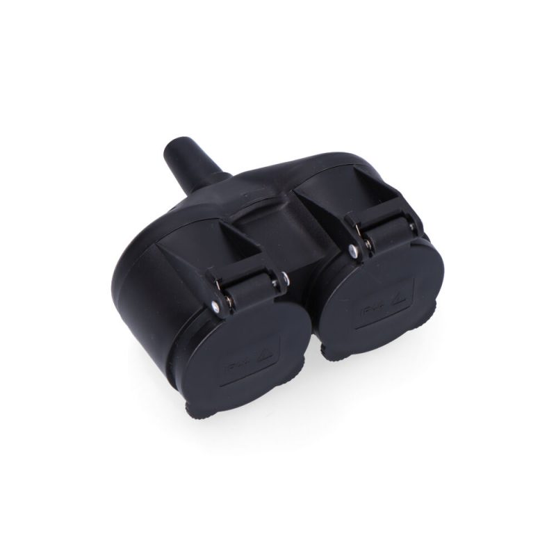 DOBLE BASE DE GOMA T/TL IP44 16A CON TAPAS