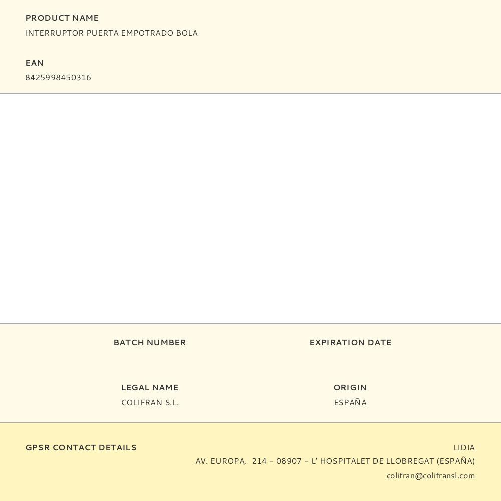 INTERRUPTOR PUERTA EMPOTRADO BOLA - Imagen 2