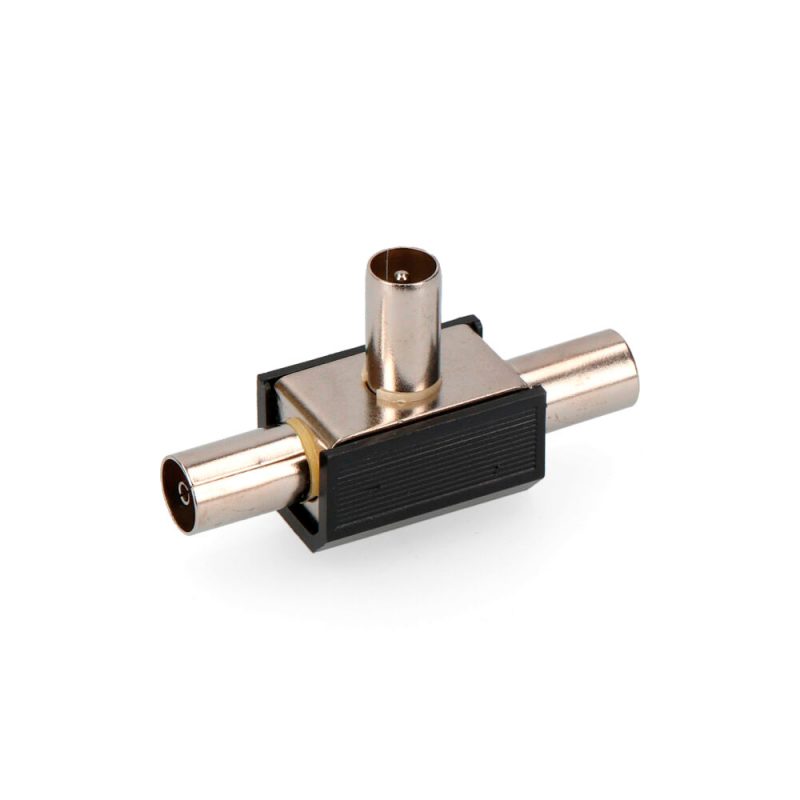 DERIVADOR TV 1 CLAVIJA + 2 BASES NEGRO BLINDADO RETRACTILADO