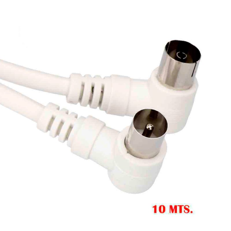 PROLONGACION TV ACODADA 9,5mm 10m ENVASADA BLANCA