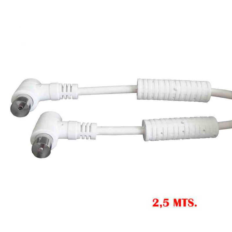 PROLONGACION TV-VIDEO ACODADA CON FILTRO 9,5mm - 2,5m BLANCO