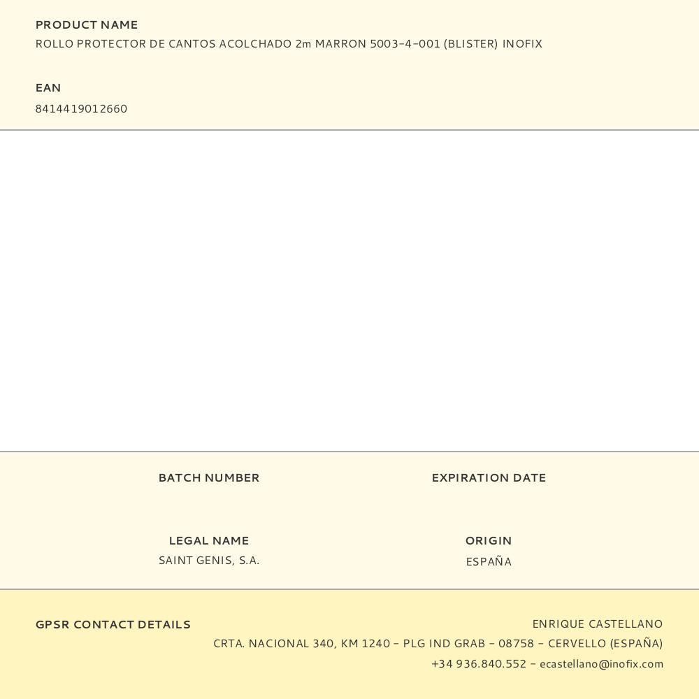 ROLLO PROTECTOR DE CANTOS ACOLCHADO 2m MARRON 5003-4-001 (BLISTER) INOFIX - Imagen 2