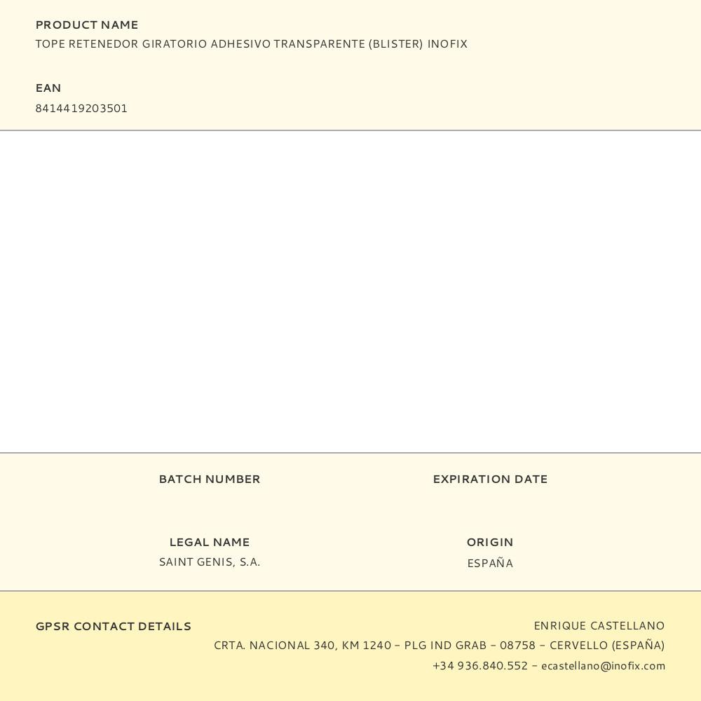 TOPE RETENEDOR GIRATORIO ADHESIVO TRANSPARENTE (BLISTER) INOFIX - Imagen 2