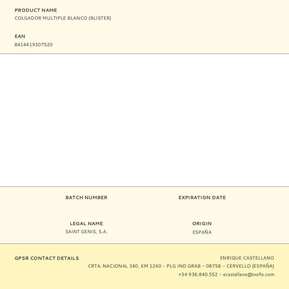 COLGADOR MULTIPLE BLANCO (BLISTER) - Imagen 2