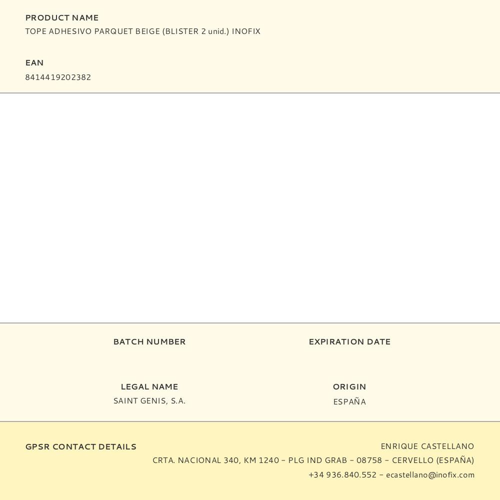 TOPE ADHESIVO PARQUET BEIGE (BLISTER 2 unid.) INOFIX - Imagen 2