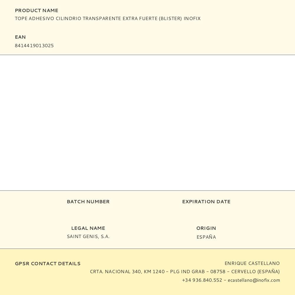 TOPE ADHESIVO CILINDRIO TRANSPARENTE EXTRA FUERTE (BLISTER) INOFIX - Imagen 2