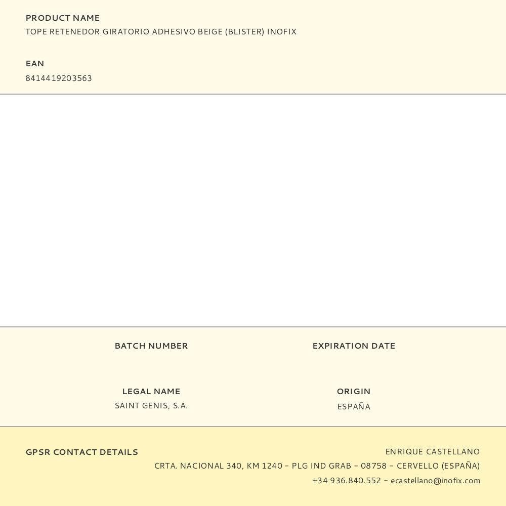 TOPE RETENEDOR GIRATORIO ADHESIVO BEIGE (BLISTER) INOFIX - Imagen 2