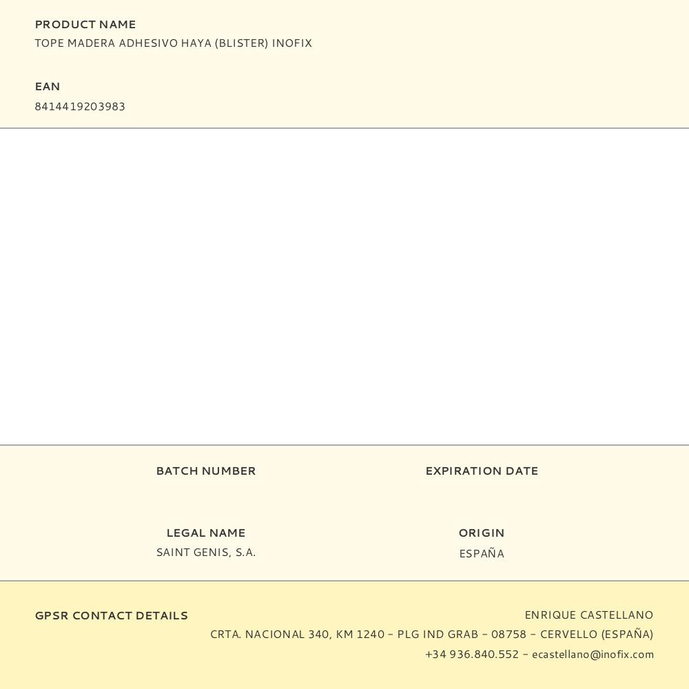 TOPE MADERA ADHESIVO HAYA (BLISTER) INOFIX - Imagen 2