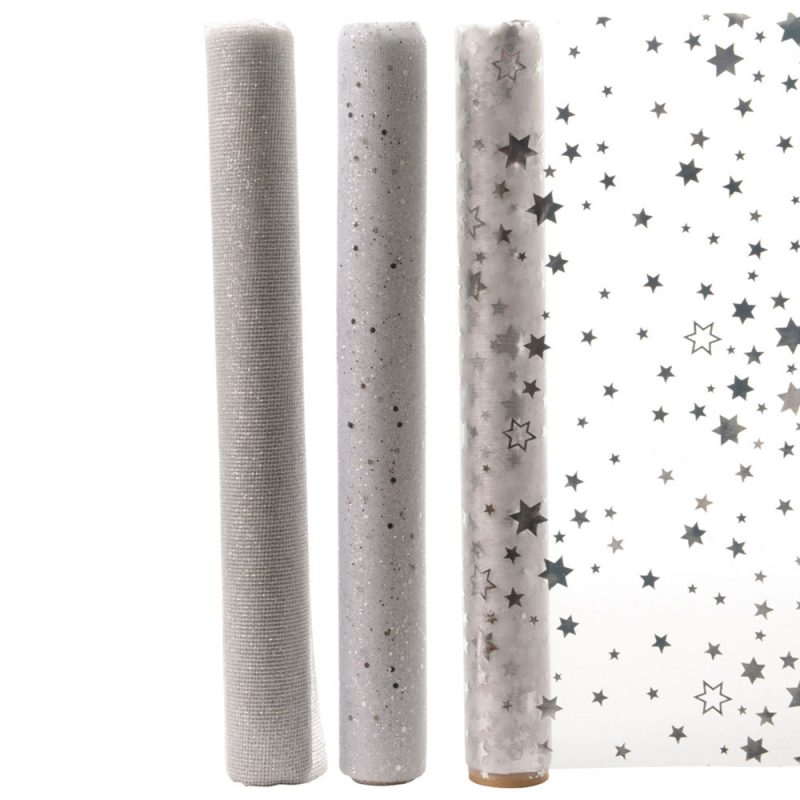 CAMINO DE MESA DE ORGANZA 3 MODELOS SURTIDOS TRANSPARENTES 200x35cm