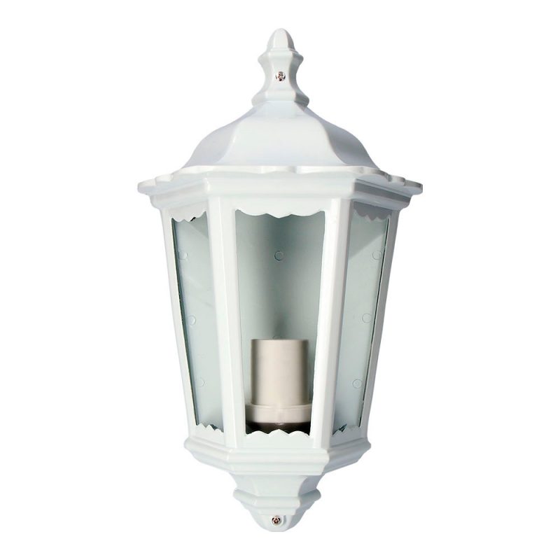 APLIQUE EXTERIOR MILAN DE ALUMINIO Y CRISTAL E27 100 w SIN BOMBILLA, COLOR BLANCO, LUZ HACIA ARRIBA