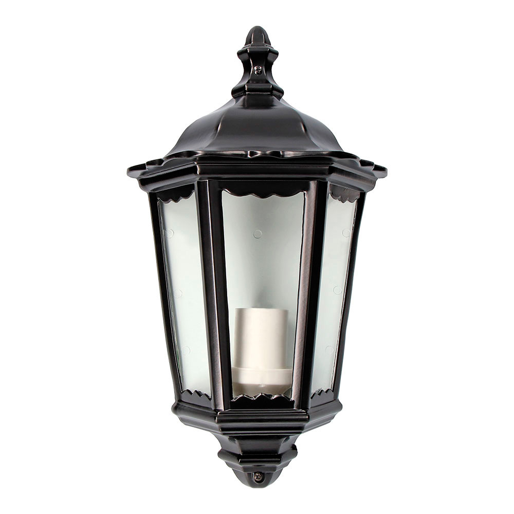 APLIQUE EXTERIOR MILAN DE ALUMINIO Y CRISTAL E27 100 w SIN BOMBILLA, COLOR NEGRO, LUZ HACIA ARRIBA
