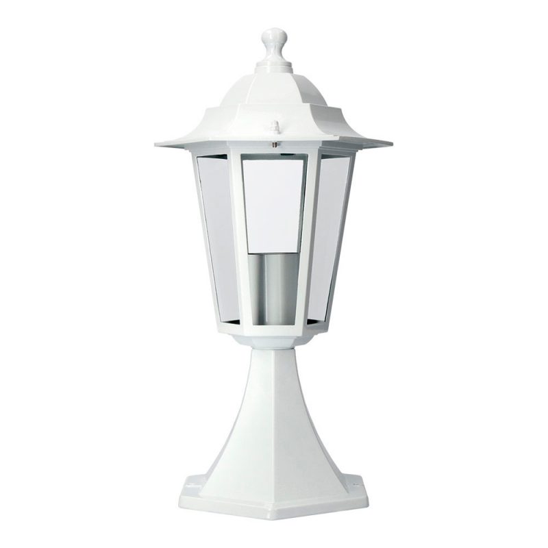 APLIQUE EXTERIOR ZURICH DE ALUMINIO Y CRISTAL E27 60 w SIN BOMBILLA, COLOR BLANCO, PEDESTAL