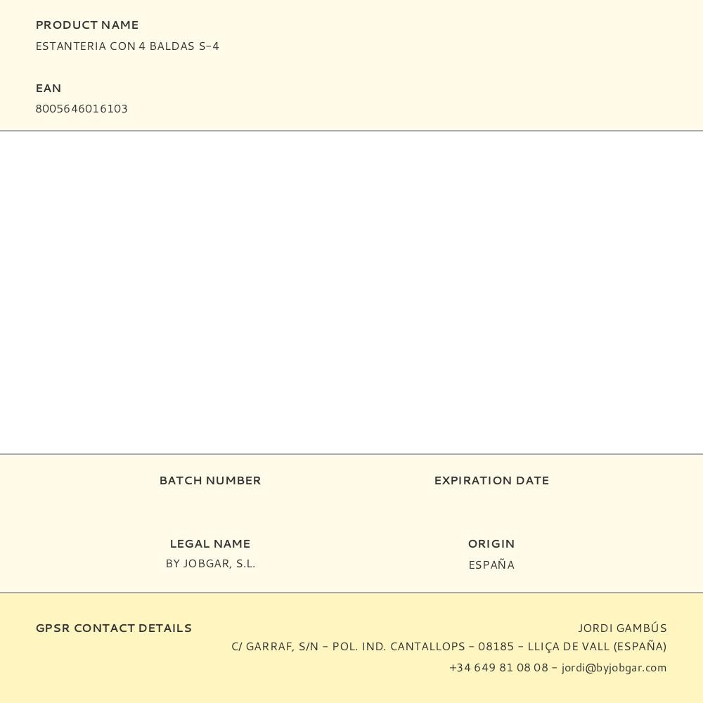 ESTANTERIA CON 4 BALDAS S-4 - Imagen 3