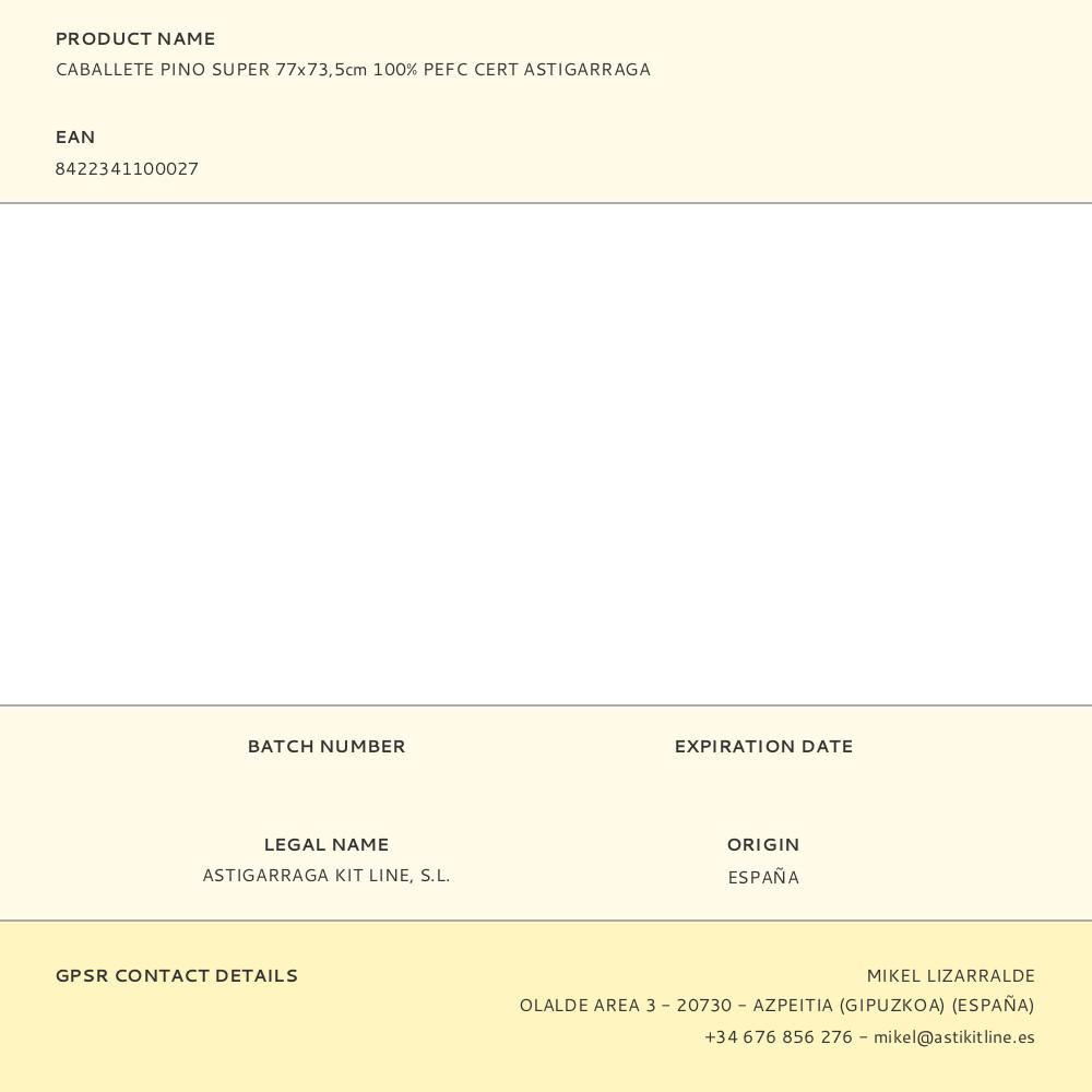 CABALLETE PINO SUPER 77x73,5cm 100% PEFC CERT ASTIGARRAGA - Imagen 2