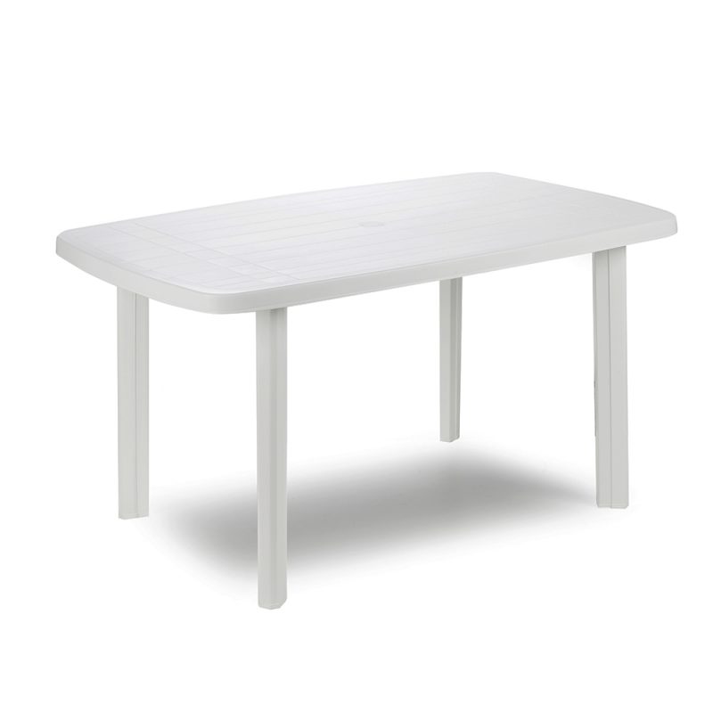 MESA OVALADA COLOR BLANCO PARA EXTERIOR 72 x 137 x 85 cm