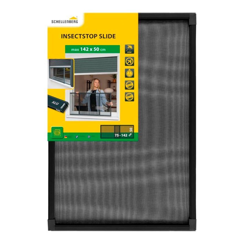 MOSQUITERA MARCO EXTENSIBLE PARA VENTANAS Y PERSIANAS ANTRACITA 50X75-142CM