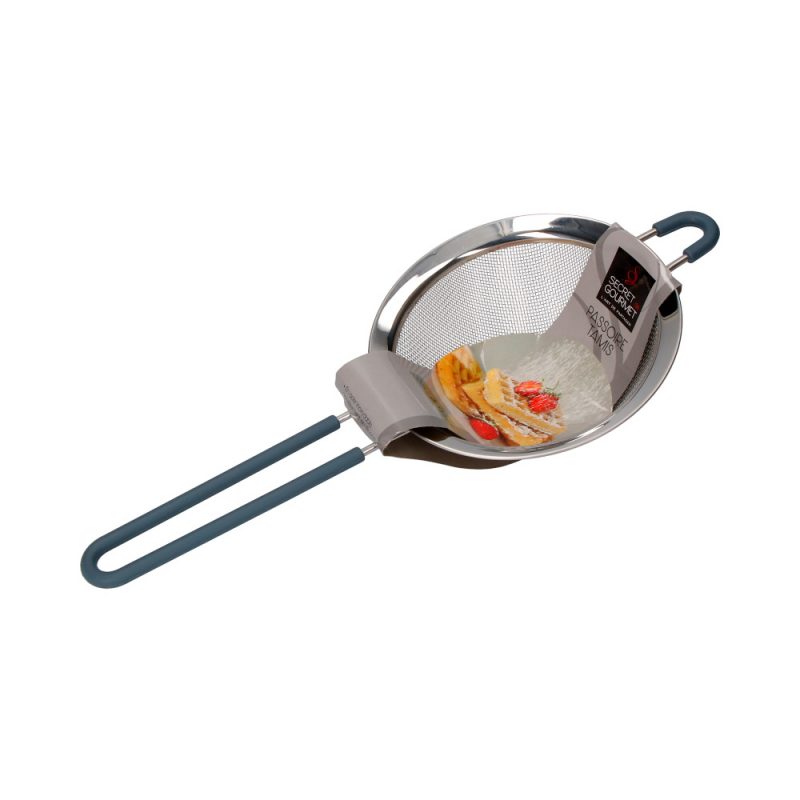 COLADOR INOXIDABLE CON MANGO DE SILICONA 13.5 cm