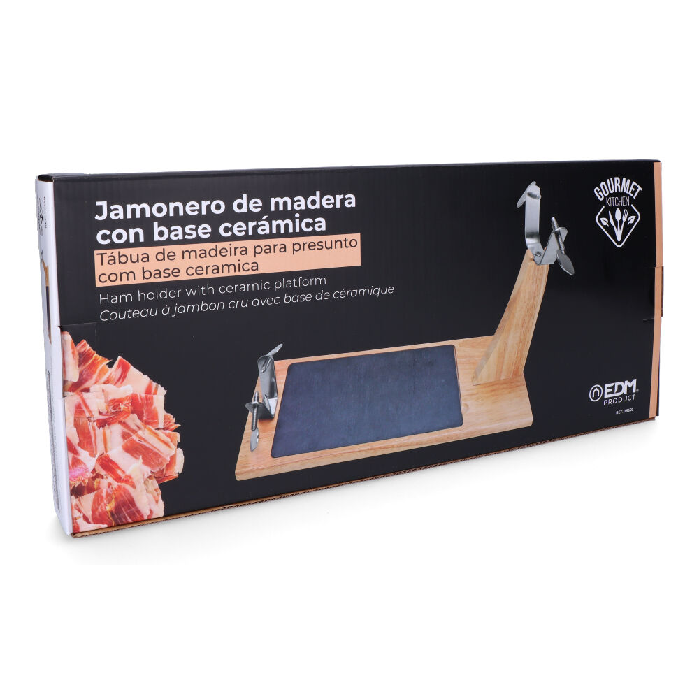 JAMONERO TOP LINE MADERA DE CAUCHO CON BASE CERAMICA EDM - Imagen 2