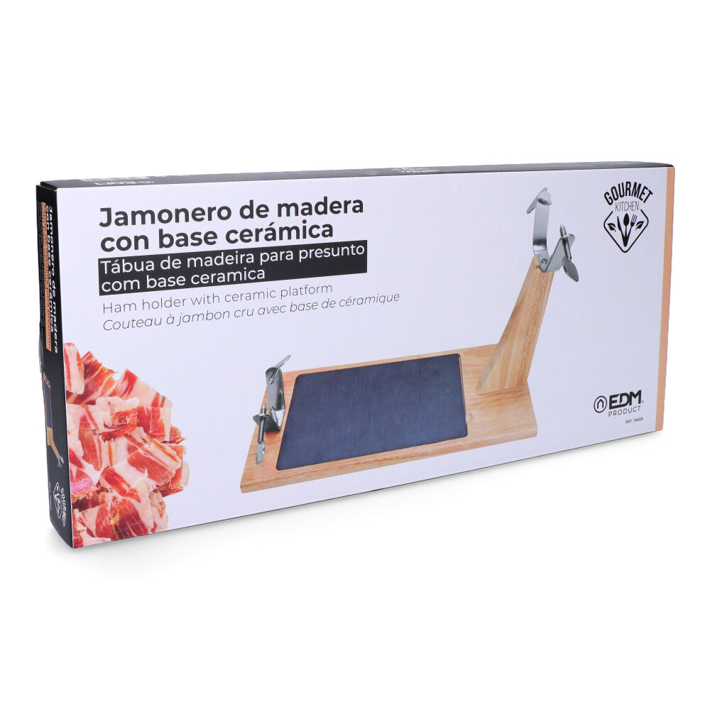 JAMONERO TOP LINE MADERA DE CAUCHO CON BASE CERAMICA EDM - Imagen 3