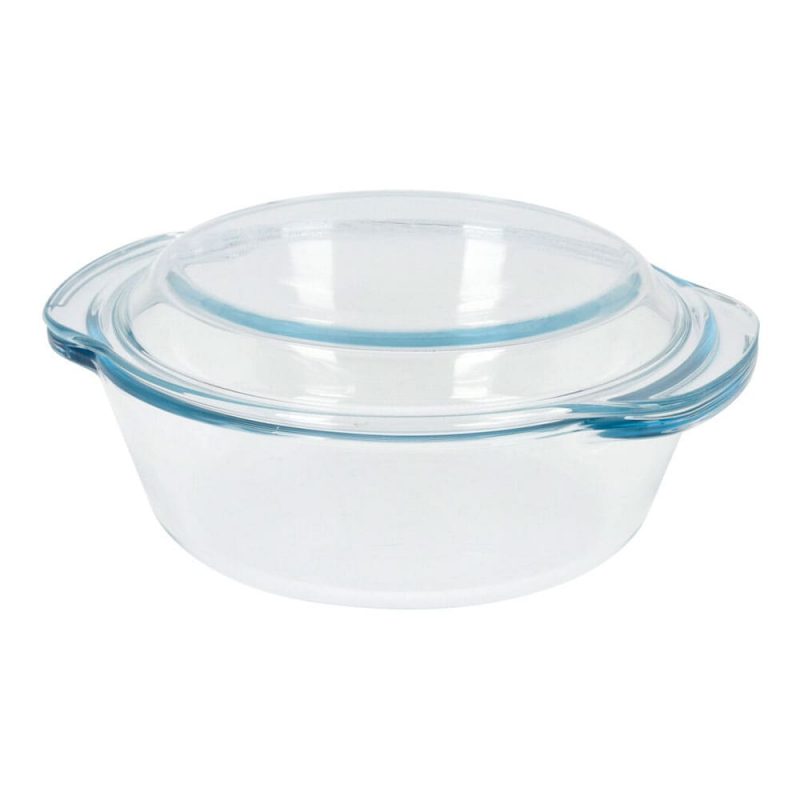 FUENTE REDONDA DE CRISTAL CON TAPA 1,5L Ø23,4 x 20,7 x10 cm