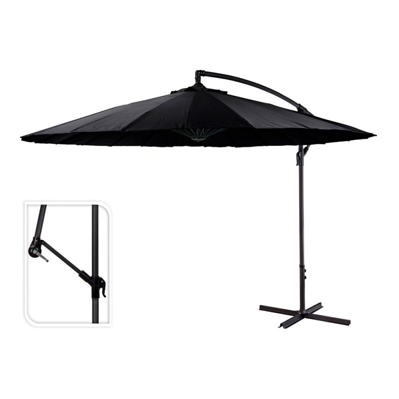PARASOL EXCÉNTRICO Ø300 cm ALTURA MAXIMA 3 m  COLOR: NEGRO