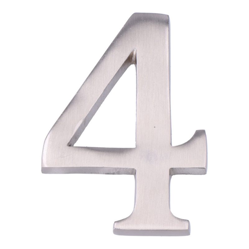 NÚMERO 4 NIQUEL MATE 10cm FIJACIÓN INVISIBLE