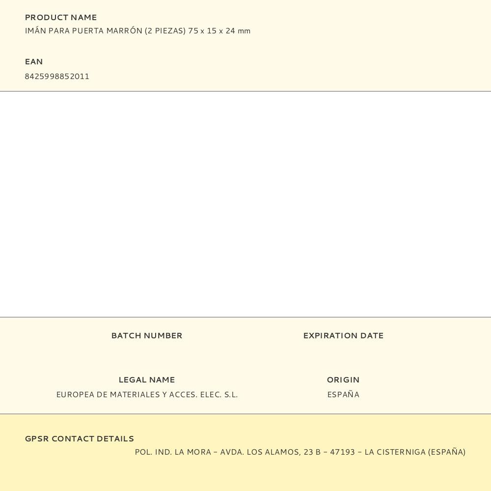 IMÁN PARA PUERTA MARRÓN (2 PIEZAS) 75 x 15 x 24 mm - Imagen 2