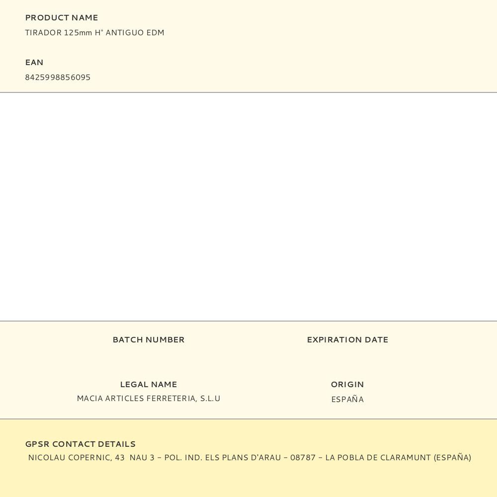 TIRADOR 125mm H° ANTIGUO EDM - Imagen 2