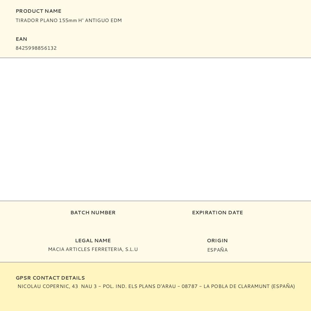 TIRADOR PLANO 155mm H° ANTIGUO EDM - Imagen 2