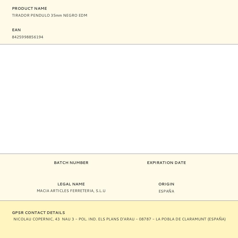 TIRADOR PENDULO 35mm NEGRO EDM - Imagen 2