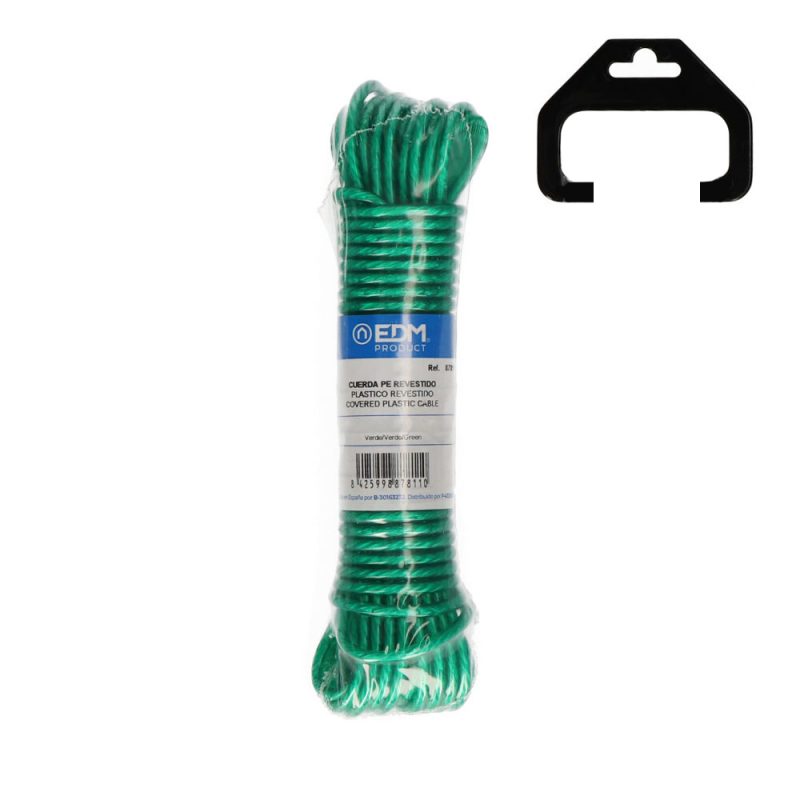 CUERDA PLÁSTICO VERDE REVESTIDO PVC TENDEDERO 15 m