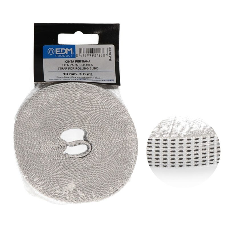 CINTA PERSIANA COMPACTO BLANCO / NEGRO 18 mm x 6 m